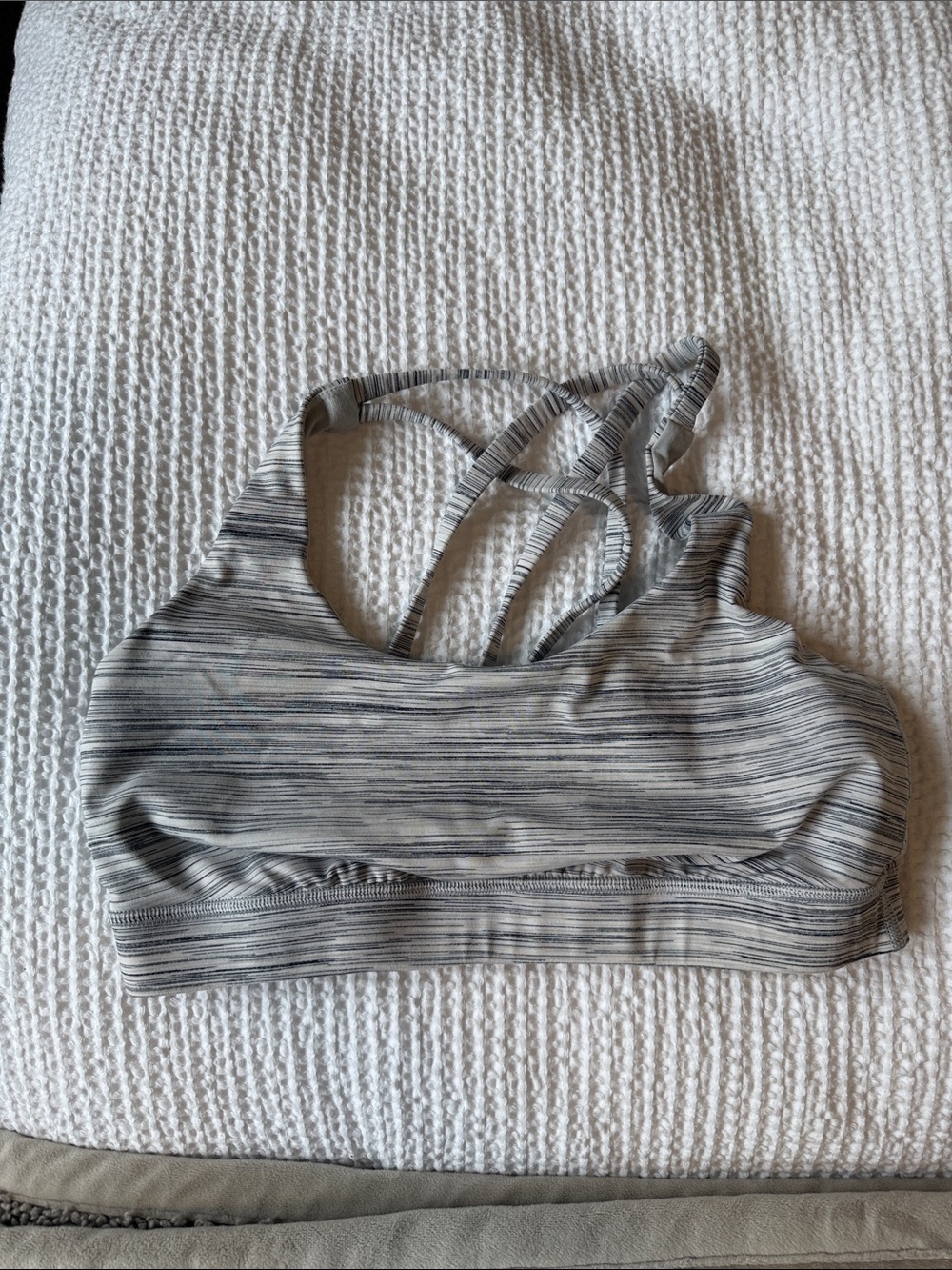 lululemon athletica Gray Striped Strappy Sports Bra